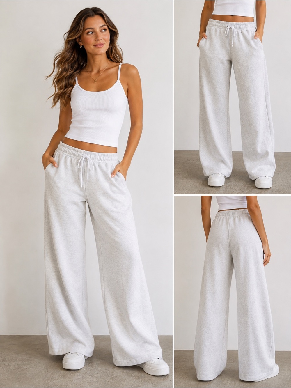 Cotton On Wide Leg Drawstring Sweatpants - Light Gray